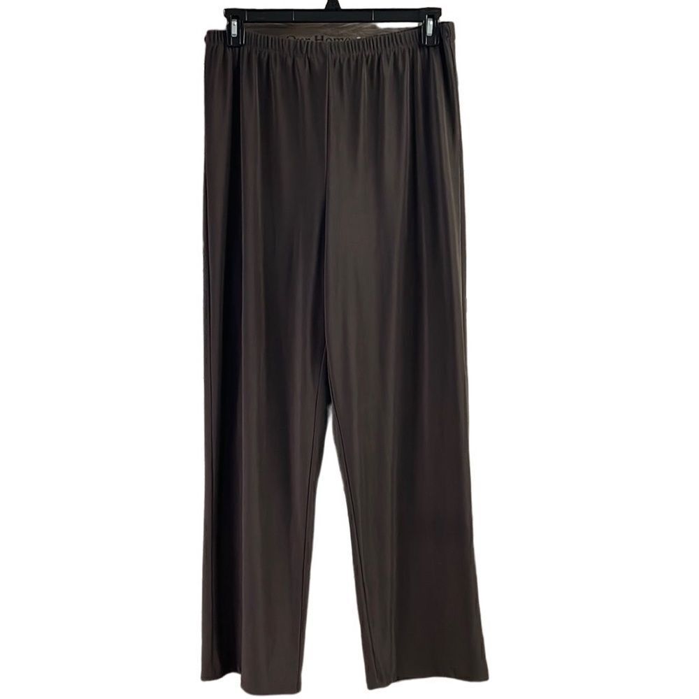 I.N. STUDIO Ladies Elastic Waist Stretch Dress Wider Leg Pants Size XL Brown